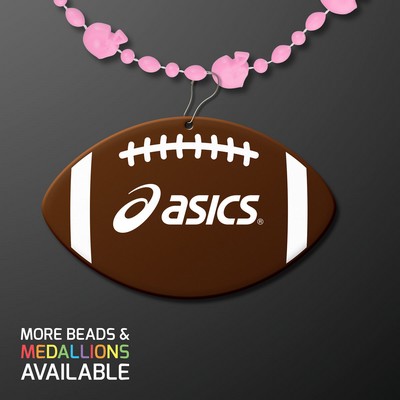 Pastel Pink Football Helmet Bead Necklaces With Football Medallion (NON-LIGHT UP) - PRINTED