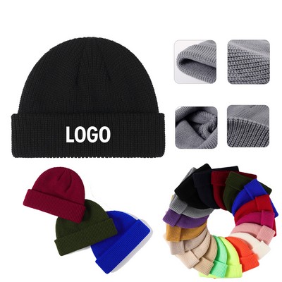 Warm Soft Knitted Beanie Hat Solid Color