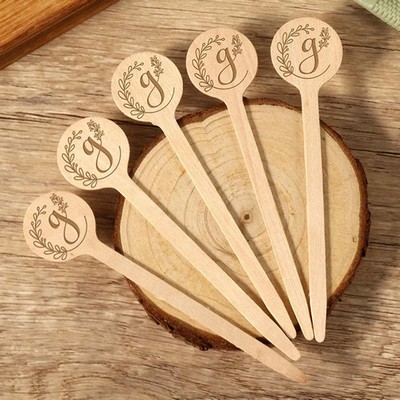 4" L Disposable Wood Round End Coffee Stick Beverage Stirrers