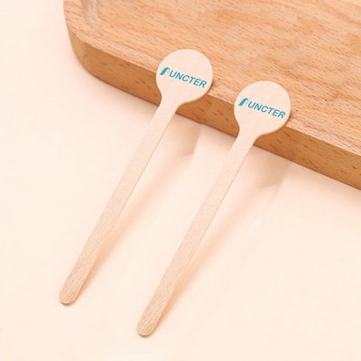4" L Disposable Wood Round End Coffee Stick Beverage Mixer