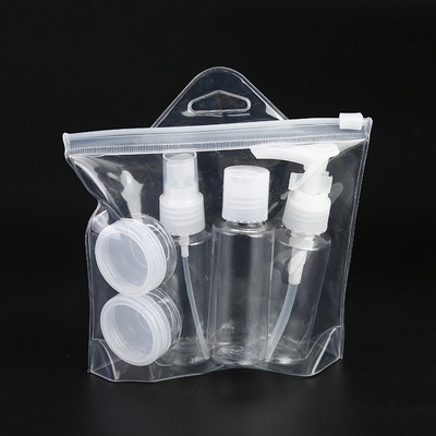 Cosmetic Travel Bottle Set With 3 Bottles And 2 Jars