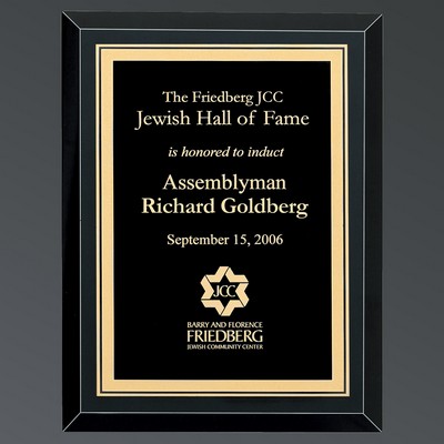 Ebony Piano Finish with Black Mirror Glass, LaserFX® w/Gold Florentine, Large (9"x12")