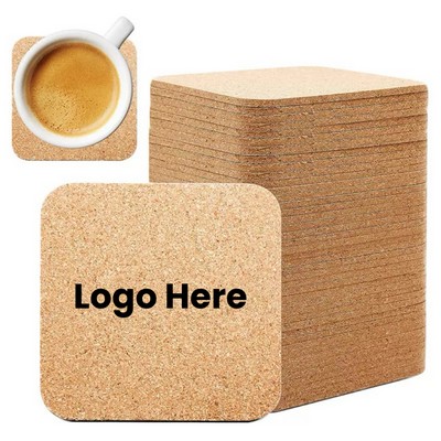 4" Square Natural Cork Coaster
