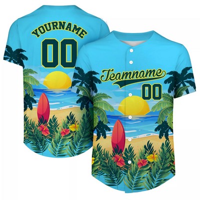 Custom Dye Sublimated Full-Button Baseball Jersey – Unisex