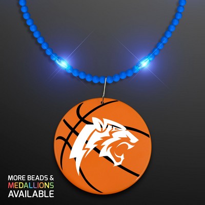 Still-Light Blue Beads With Basketball Medallion - PRINTED