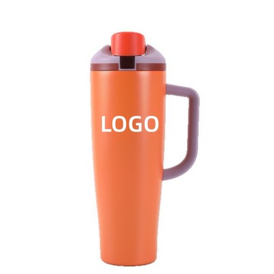 40Oz Stainless Steel Double Wall Insulated Travel Mug Tumbler W/ Handle