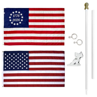 Commemorative Betsy Ross & U.S. Nylon Flag Bundle (3'x5')