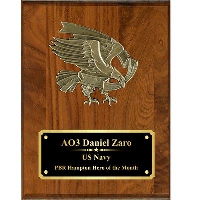 Cast Bronze Eagle Mount on Solid Walnut Plaque (9"x12")