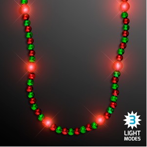 Light Up Beads Flashing Holiday Necklaces, Green & Red - BLANK