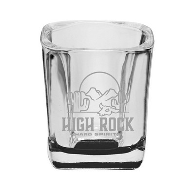 2 oz. Rounded Square Shot Glass (Engrave Imprint)