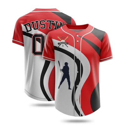 Unisex Full-Button Sublimated (Upf Mesh) Baseball Jersey 5.5 oz