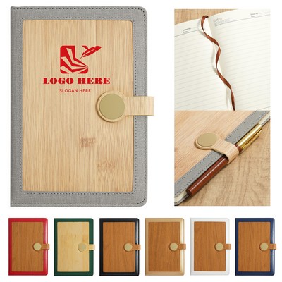 A5 Two Tone Faux Leather Magnetic Snap Notebook