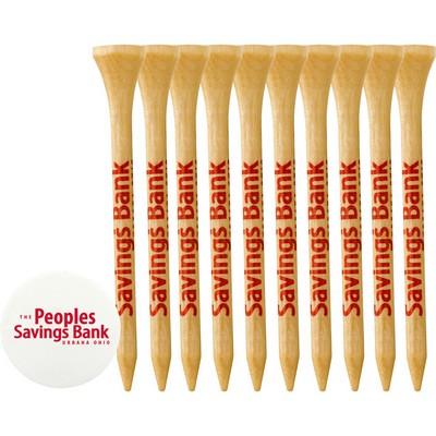10 Wood Golf Tees and Ball Marker
