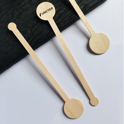 5.9"L Disposable Wood Round End Cocktail Stirrer Coffee Mixer