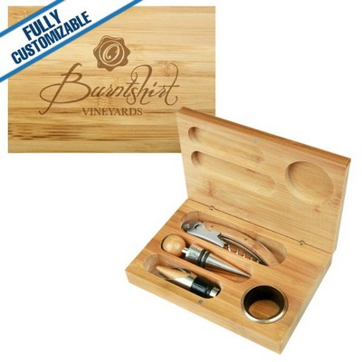 4-Piece Wine Tool Set - Bamboo