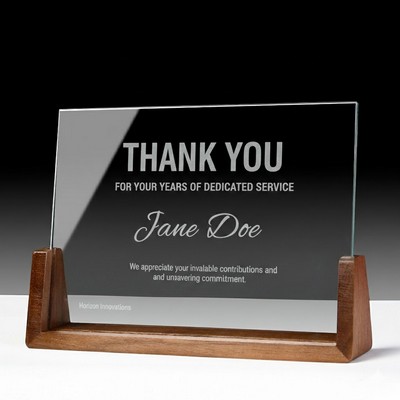 Refined Glass & Wood Milestone Trophy