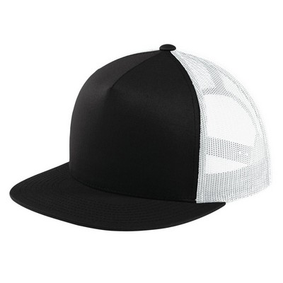 Sport-Tek® YP Classics ® 5-Panel Classic Trucker Mesh Back Cap.