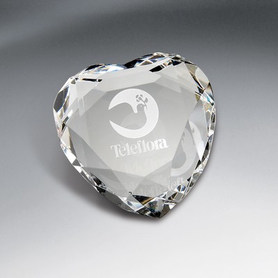 Faceted Crystal Heart Paperweight