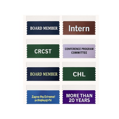 Name badge ribbon, badge ribbon, badges