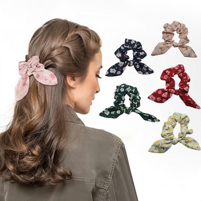 Full Color Rabbit Ears Hair Scrunchie Elastic Hair