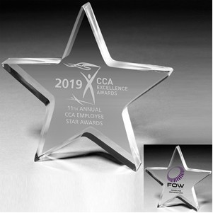 1/2" Star Acrylic Paperweight - 5" x 5" x 1/2" - 2412L (Laser)