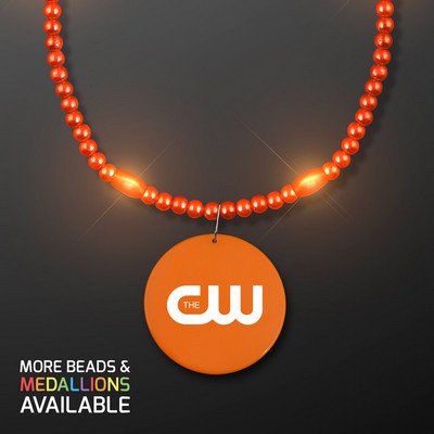 Orange LED Bead Necklace with Medallion - PRINTED