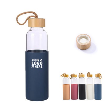 16 Oz Glass Bottle w/ Bamboo Lid and Silicone Sleeve