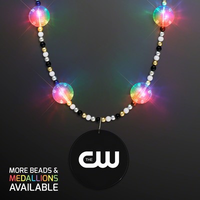 Multicolor Light Beads with Black Medallion - PRINTED