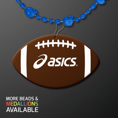 Blue Football Helmet Bead Necklaces With Football Medallion (NON-LIGHT UP) - PRINTED