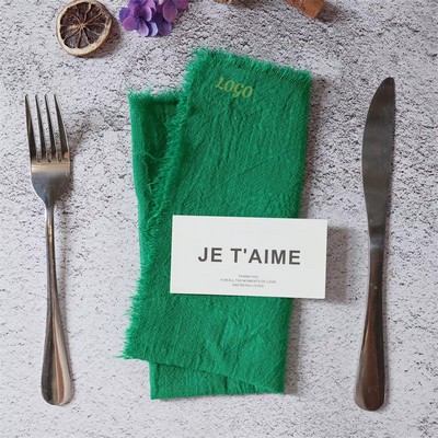 Christmas fringed linen napkins