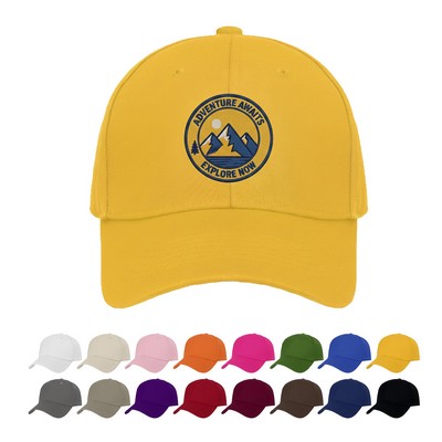 6 Panel 100% Cotton Twill Baseball Cap