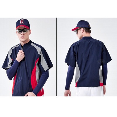 Premium Short Sleeve Quarter Zip Woven Satin Baseball