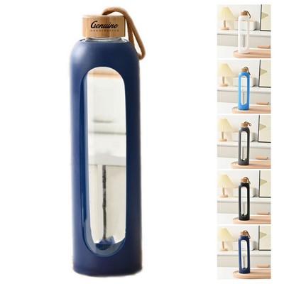 18oz Bamboo Lid Glass Water Bottle