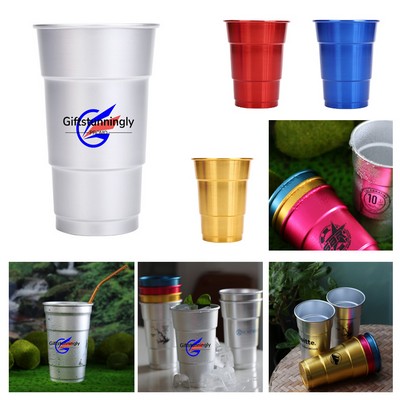 16 Oz. Full Color Reusable Aluminum Cold-Drink Cup