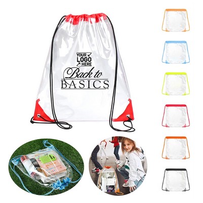 Travel Sports Clear PVC Drawstring Bag Waterproof Stadium Backpack for Event