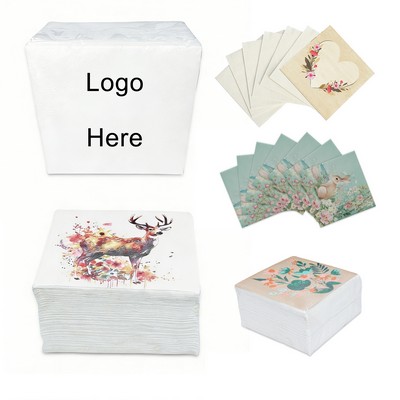 Custom Floral Print Paper Napkins 13" For Party Restaurant