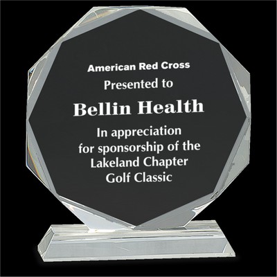 Clear Crystal Octagon Award on Clear Pedestal Base (7¼")