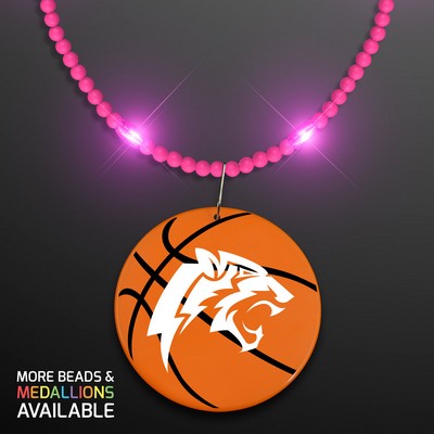 Still-Light Pink Beads With Basketball Medallion - PRINTED