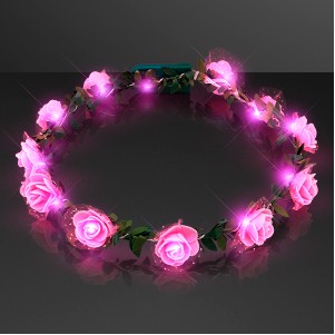 Pink Rosebud LED Flower Headband - BLANK