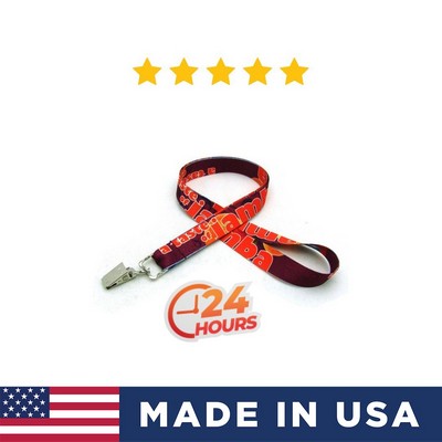 3/4" Digitally Sublimated Lanyard w/ Bulldog Clip