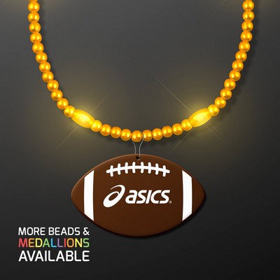 Yellow LED Bead Necklace with Football Medallion - PRINTED