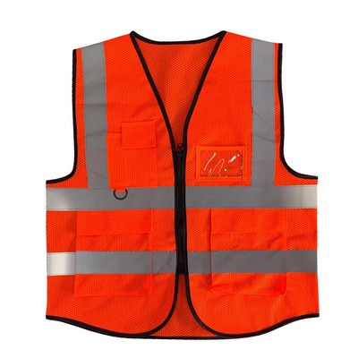 Safety Vest with Pockets and Zipper – Mesh Fabric