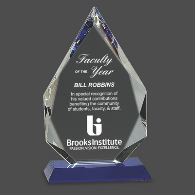 Diamond Crystal Award on Blue Pedestal Base (10")