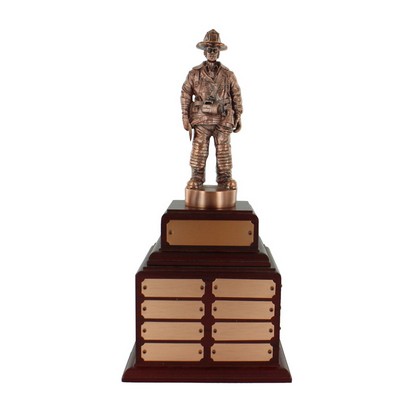 18 ½" Bronze Perpetual Fire Fighter Trophy w/32 Name Plates