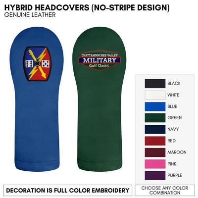 Genuine Leather Hybrid Golf Club Headcover Logo Embroidered