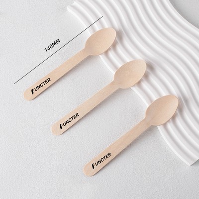 5.5" L Eco-Friendly Wooden Tasting Spoons for Cake Cocoa Coffee Ice Cream
