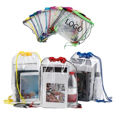Clear Colorful Drawstring Bags