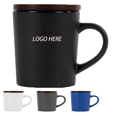 16 oz. Ceramic Mug w/ Wood Lid