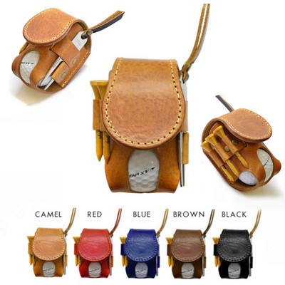 Vintage Leatherette Golf Ball Pouch Golf Bag Tee Holder Waist Pack