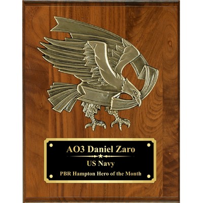 Cast Bronze Eagle Mount on Solid Walnut Plaque (7"x9")